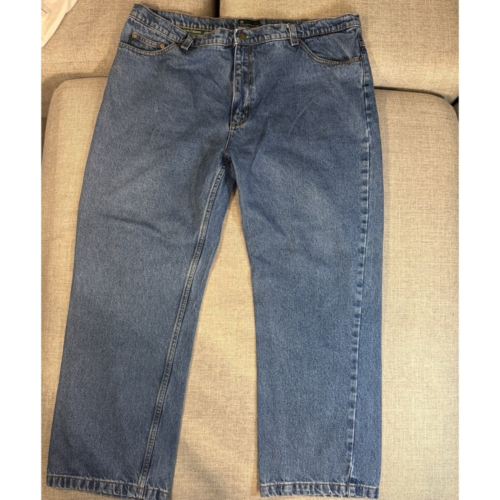 John Deere Workwear Jeans Mens 42 Straight‎ Leg Blue Denim Vintage Wash 42x32